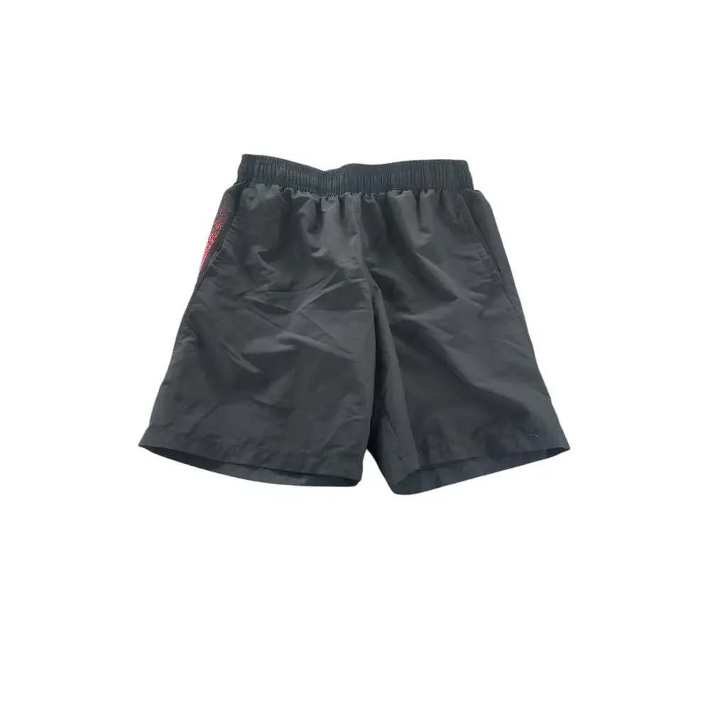 Under Armour Boys Black Red Athletic Workout Loose Fit Shorts Youth Size Large
